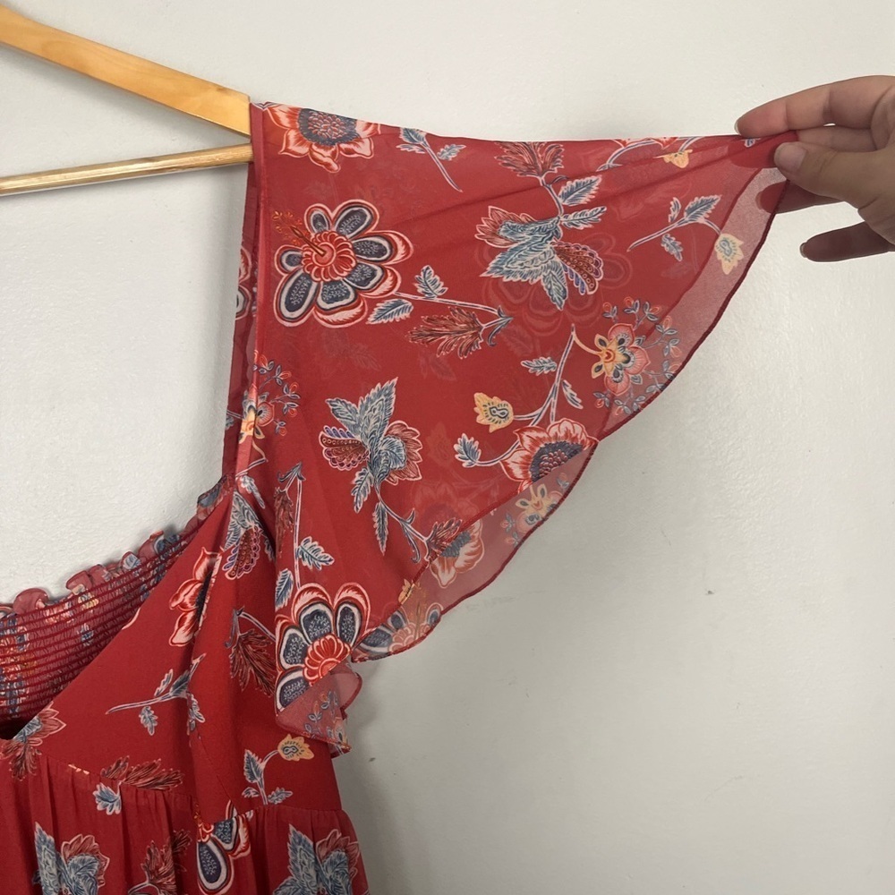 Sachin & Babi Kara maxi dress smock flutter sleeves floral length size 12 - Picture 5 of 11
